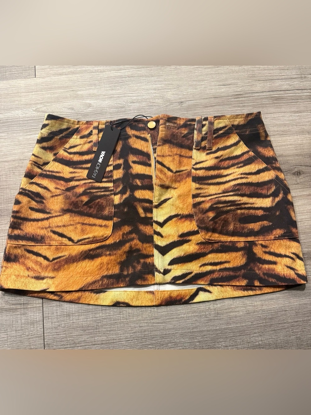 Tiger print mini skirt